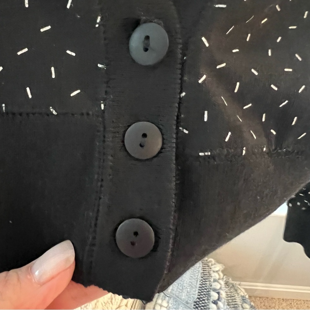 Vintage 80s 3 Button Crop Cardigan | Large | Black Pattern | Retro - Picture 5 of 5